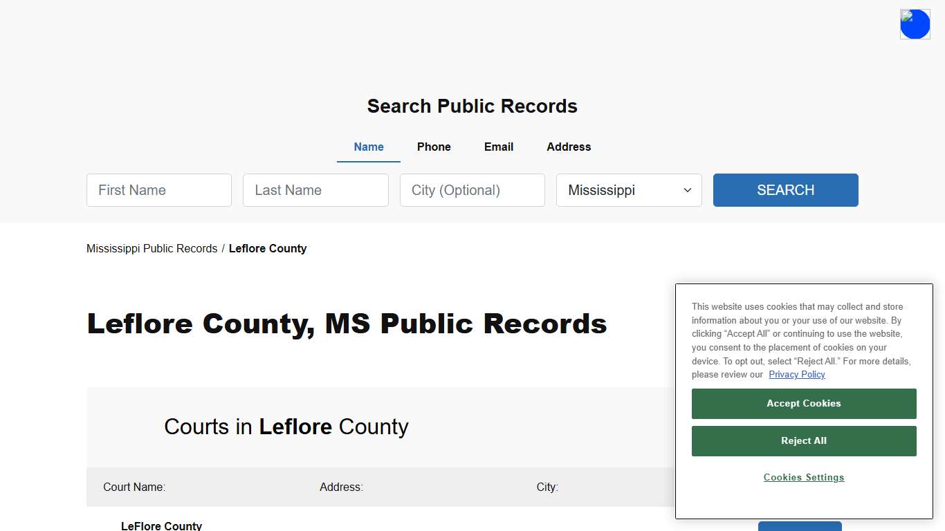 Leflore County, MS Public Court, Arrest and Inmate Records - ThePublicIndex